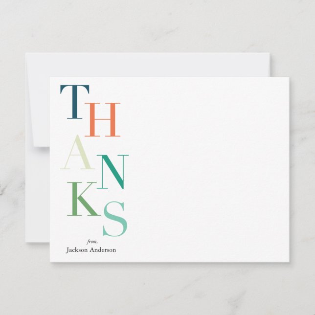 Stacked Thanks Personalized Note Card (Front)
