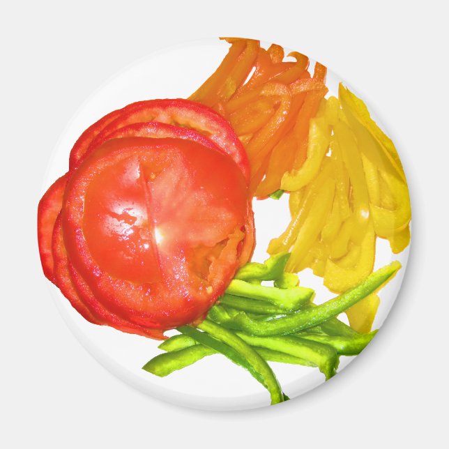 Stacked tomato with sliced peppers magnet (Front)