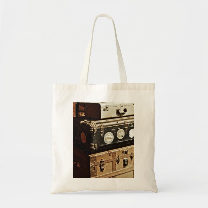 Stacked Vintage Travel Cases Canvas Bag