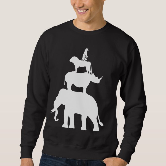 Stacked Wild Animals Africa Jungle Safari Savanna Sweatshirt (Front)
