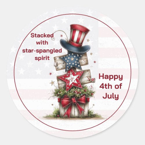 Stacked With Star‑Spangled Spirit 4th of July  Classic Round Sticker