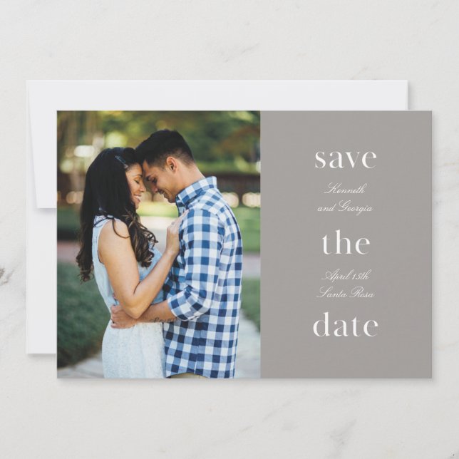 Stacked Wording Minimalist Engaged Save the Date (Front)