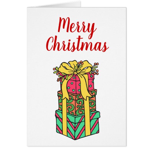 Stacked Wrapped Christmas Presents Xmas Cards (Front)