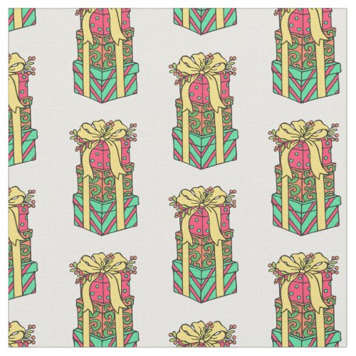 Stacked Wrapped Christmas Presents Xmas Fabric