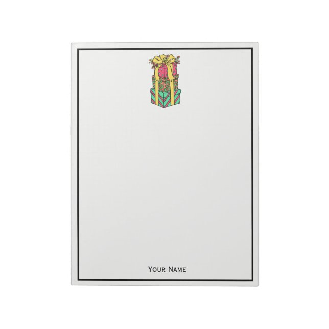 Stacked Wrapped Christmas Presents Xmas Notepad (Rotated)