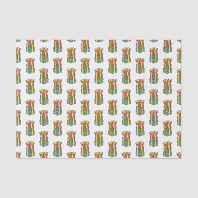 Stacked Wrapped Christmas Presents Xmas Tissue Paper (Front)