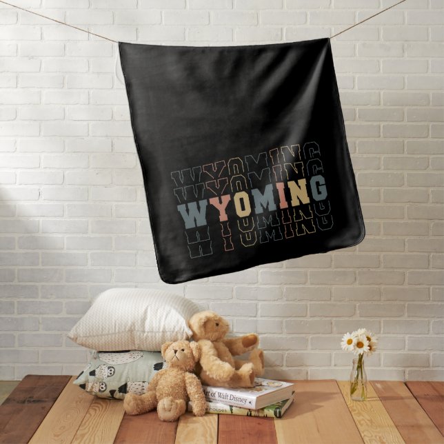Stacked Wyoming Word Art Baby Blanket (In Situ)
