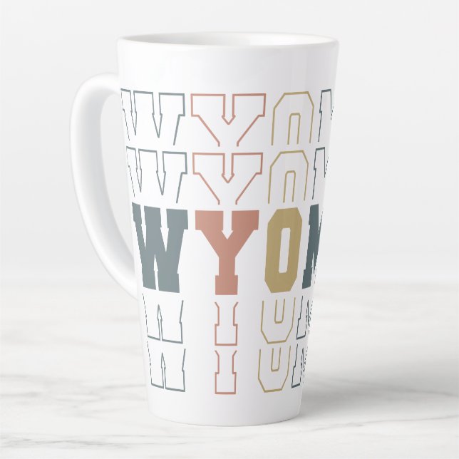 Stacked Wyoming Word Art Latte Mug (Left Angle)