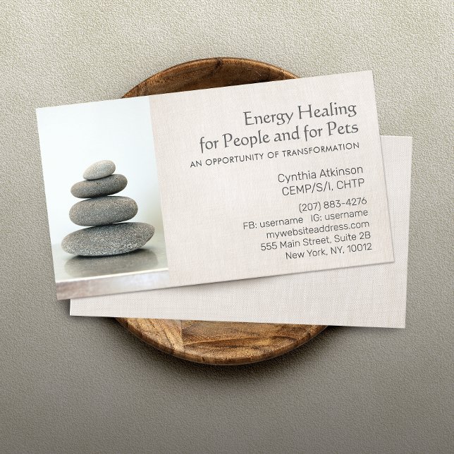 Stacked Zen Stones Holistic Health and Wellness Business Card (Creator Uploaded)
