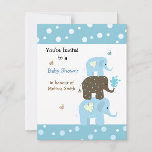 Stacking Elephants Baby Shower Invitation