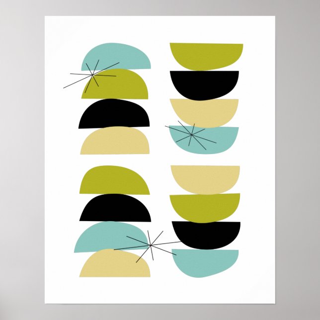 Stacking Stones Aqua Blue Yellow Green Black Poster (Front)
