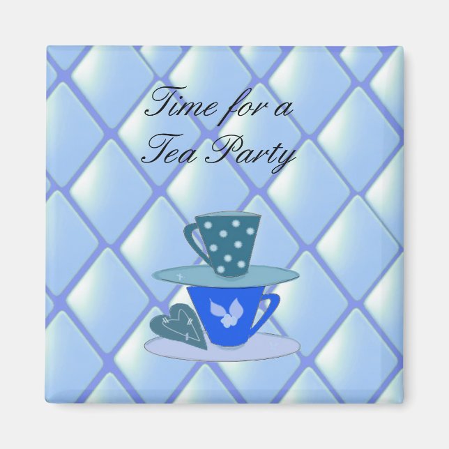 Stacking Teacups - Tea Party Magnet (Front)