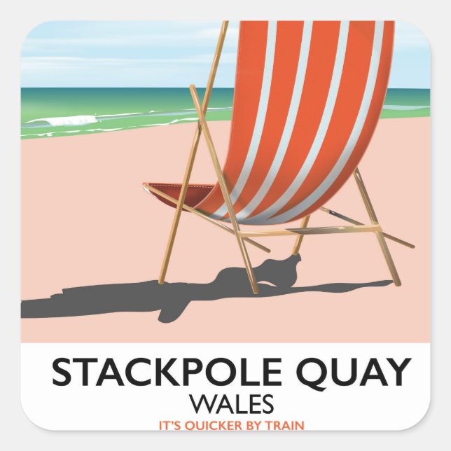 Stackpole Quay Wales beach travel poster Square Sticker (Front)