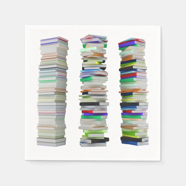 Stacks of Books Paper Napkins (Front)