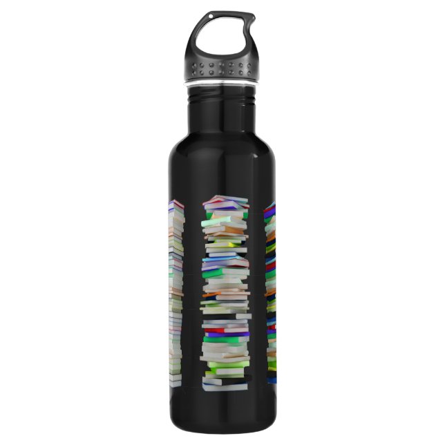 Stacks of Books Water Bottle (Front)
