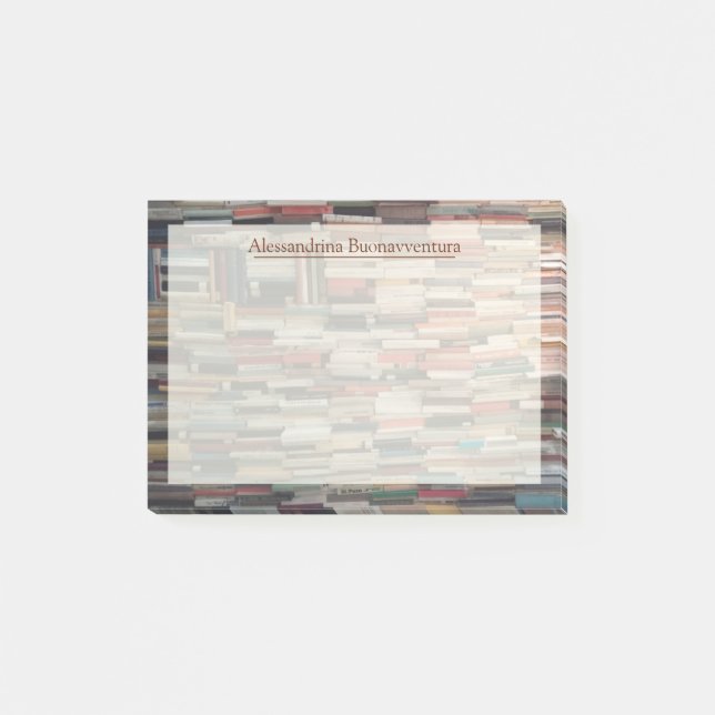 Stacks of Books with Custom Name Post-it Notes (Front)