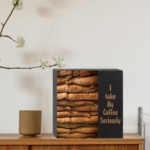 Stacks of Coffee Sacks Wooden Box Sign
