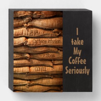 Stacks of Coffee Sacks Wooden Box Sign