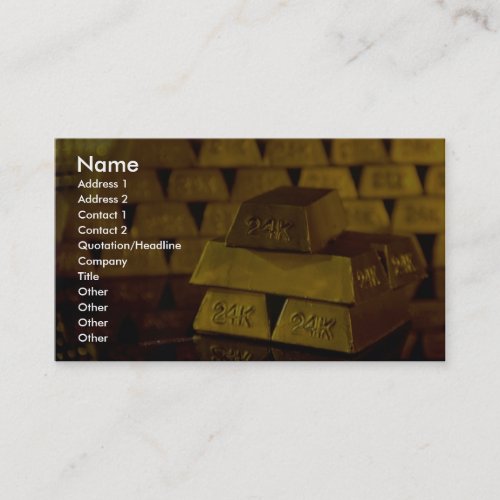 Stacks of gold bars business card templates