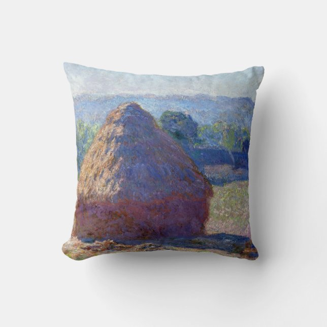 Stacks of Wheat (End of Summer), Monet Throw Pillow (Front)