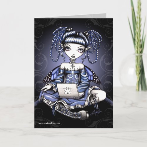 Stacy Blue Lap Top Fairy Card