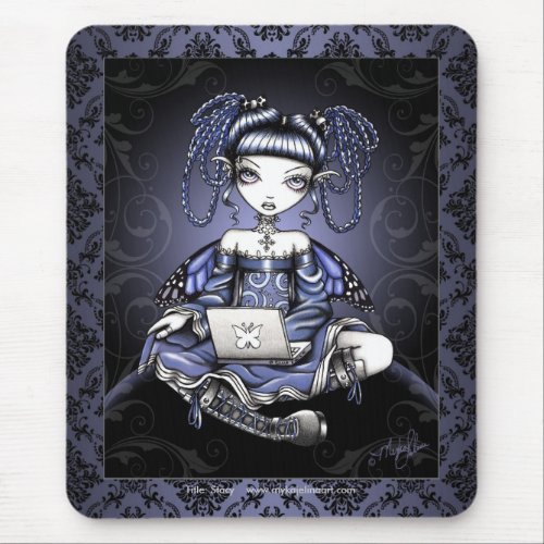 "Stacy" Cute Blue Lap Top Fairy Art Mousepad