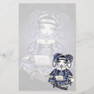 "Stacy" Cute Blue Lap Top Fairy Art Stationery