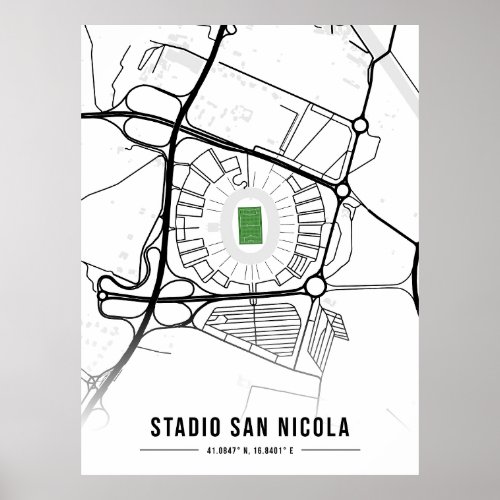 Stadio San Nicola Map Design Poster