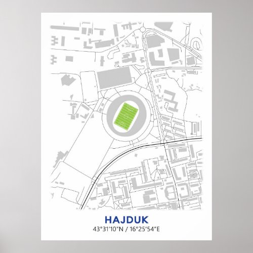 Stadion Poljud Map Design Poster