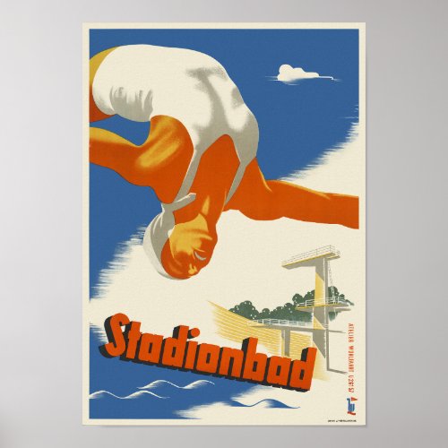 Stadionbad Austria Vintage Poster 1935