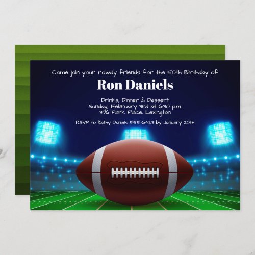 Stadium Lights Football Birthday Invitations