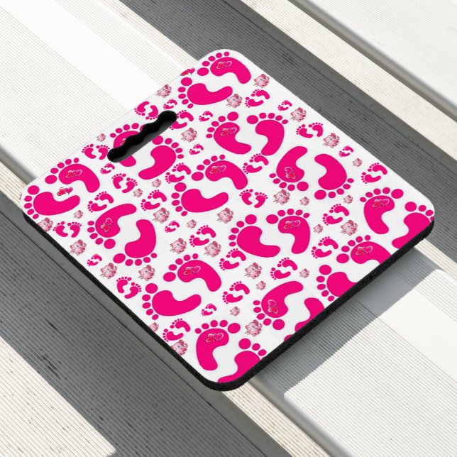 Stadium Seat Cushion Baby Feet Pink Elephants (In Situ)
