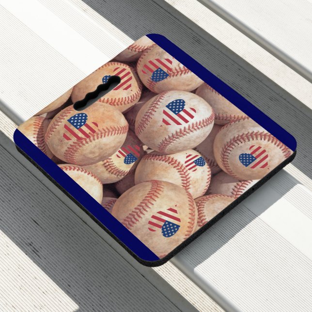 Stadium Seat Cushion-Baseball Heart Flag  (In Situ)
