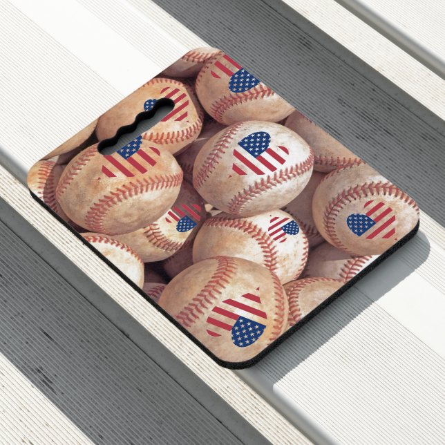 Stadium Seat Cushion-Baseball Heart Flag Baseball (In Situ)