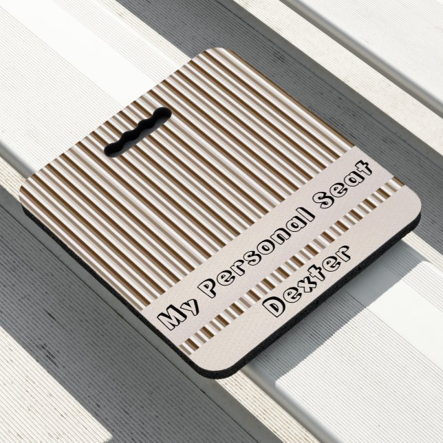Stadium Seat Cushion Beige Brown Stripe (In Situ)