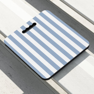 Stadium Seat Cushion Floral Blue & White Stripe