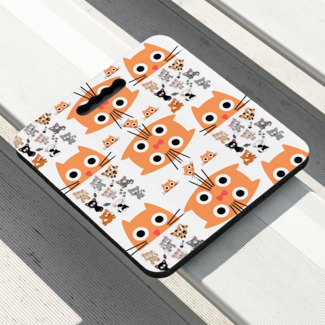 Stadium Seat Cushion Orange Cats Kittens (In Situ)