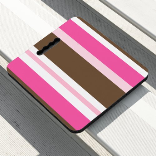 Stadium Seat Cushion Pink Brown & White Stripe