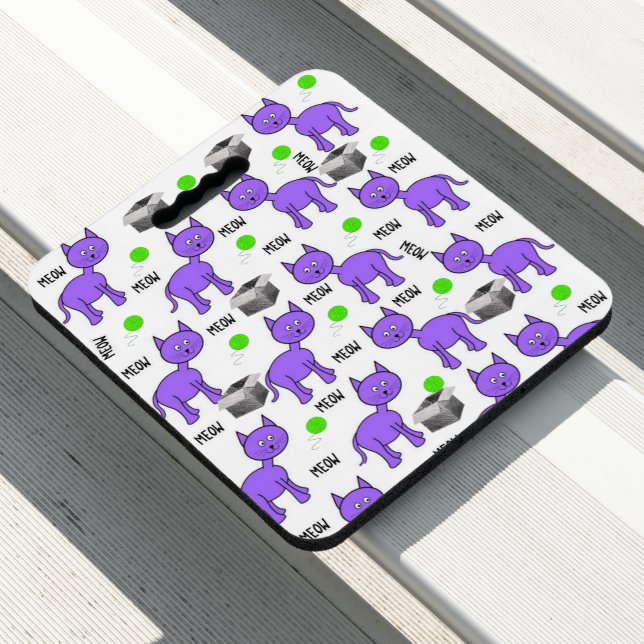 Stadium Seat Cushion Purple Cats (In Situ)
