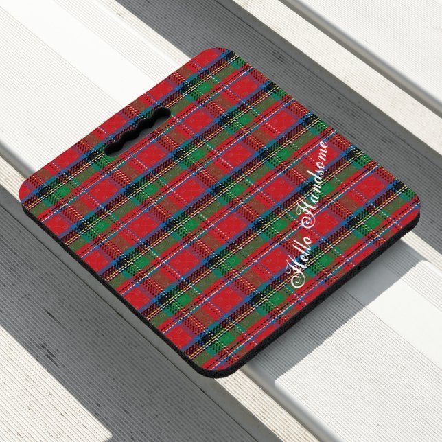 Stadium Seat Cushion Red Blue Plaid (In Situ)