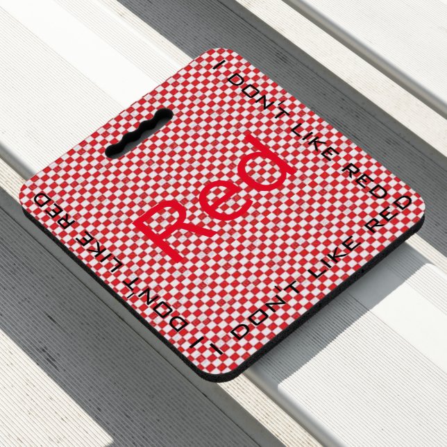 Stadium Seat Cushion Red White Plaid (In Situ)