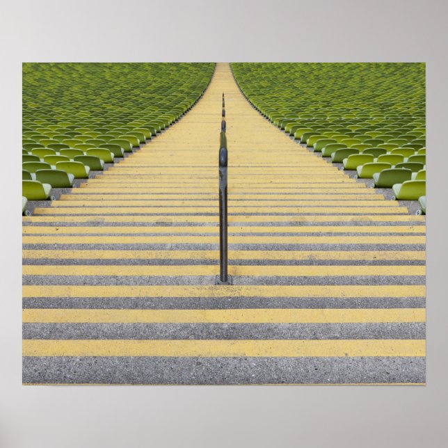 Stadium stairway between rows of green seats poster (Front)
