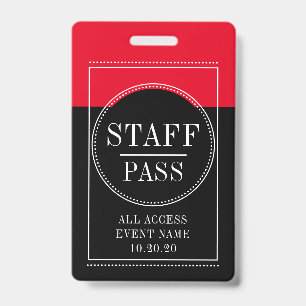 Staff All Access Event Red Black Badge
