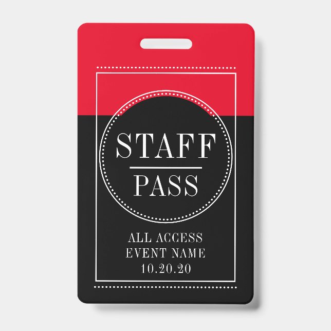 Staff All Access Event Red Black Badge (Front)