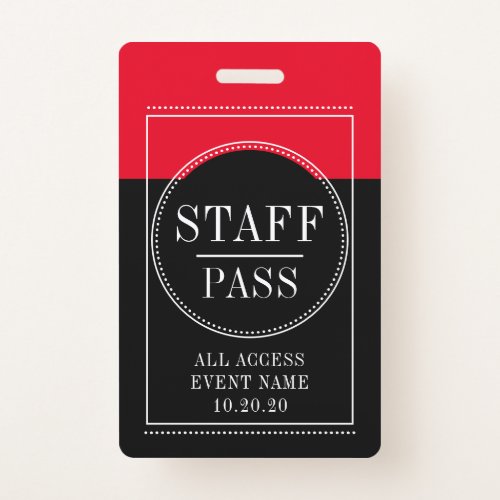 Staff All Access Event Red Black Badge