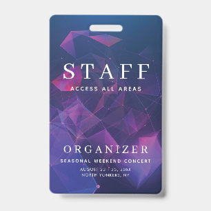 Staff All Access Pass Concert Backstage Geometric Badge