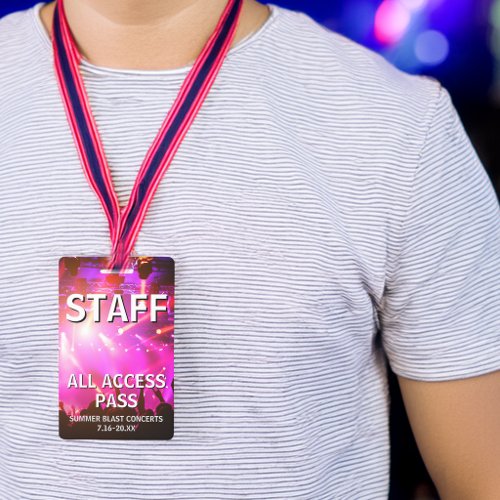 STAFF All Access Pass Concert Event Badge