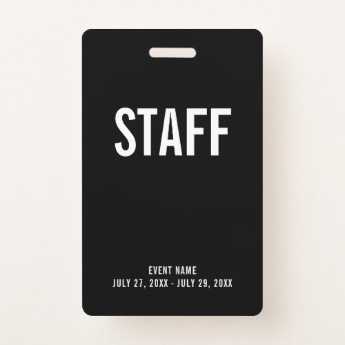 Staff All Access Pass Event ID Badge