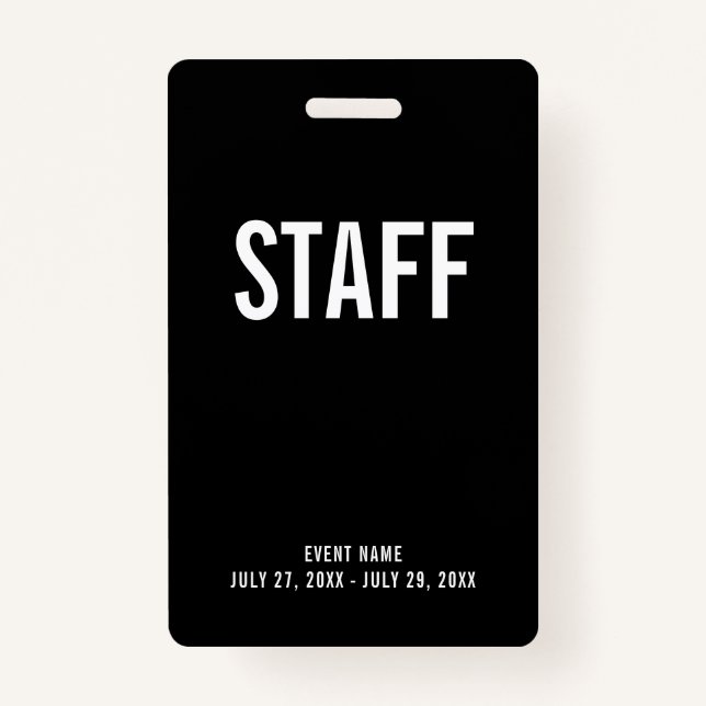 Staff All Access Pass Event ID Badge (Front)