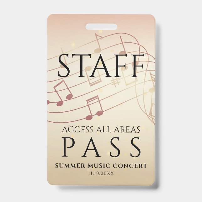 Staff All Access Pass Music Festival Badge (Front)